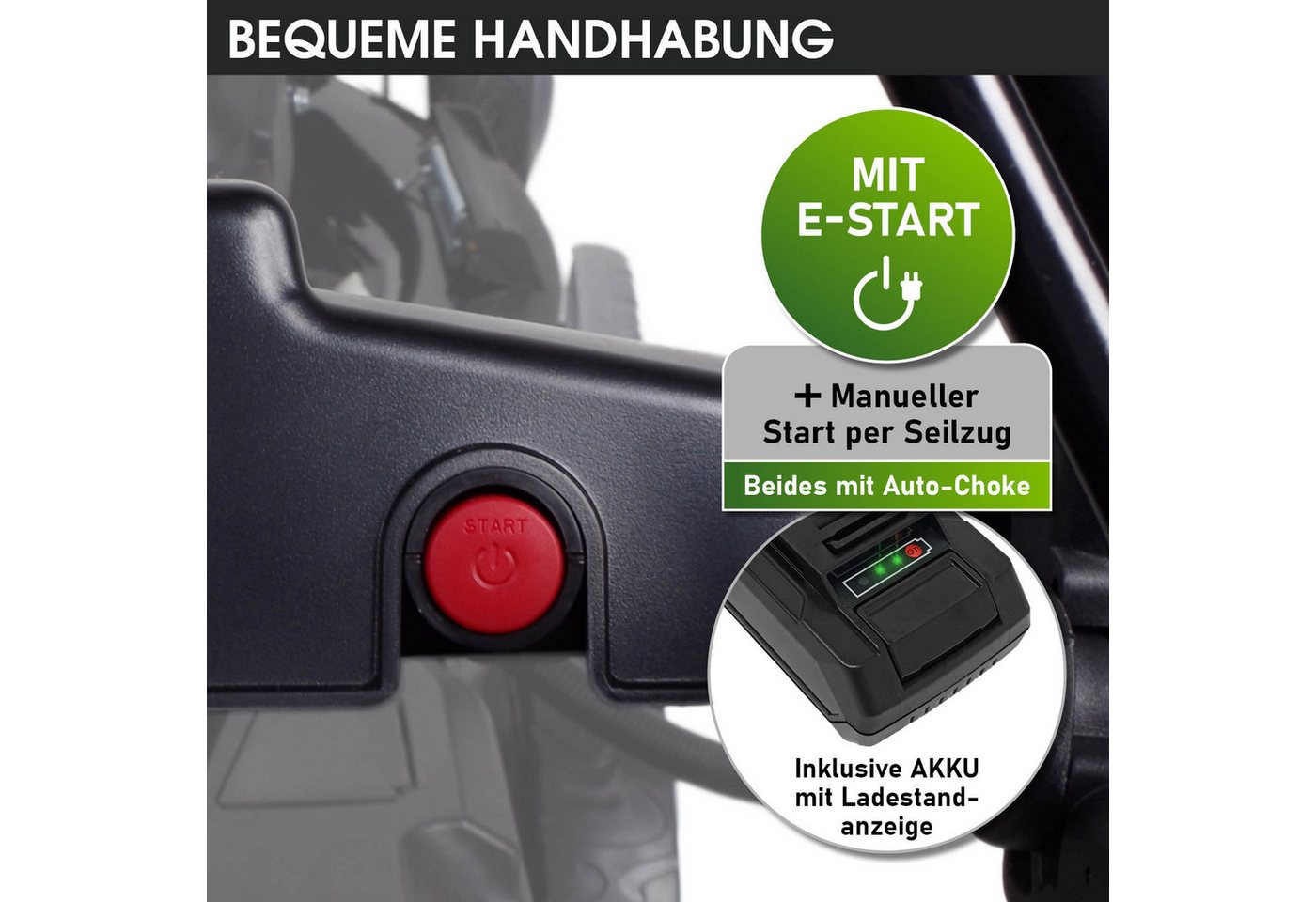 BRAST Benzinrasenmäher mit Antrieb 5,2kW (7PS) inkl. Motoröl, TÜV, 55 cm Schnittbreite, 60L Fangkorb, 4 Takt OHV Motor, Stahlgehäuse, ESTART – Bild 4 von 5
