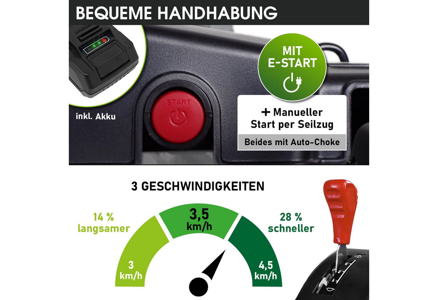 BRAST Benzinrasenmäher Trike 5,2kW(7PS) mit variablen Antrieb, Elektrostart, 4 Takt OHV Motor, 53 cm Schnittbreite, TÜV, 30-80mm Schnitthöhe, 60L Fangkorb, Stah – Bild 5 von 5