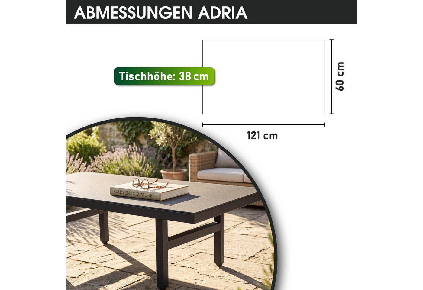 BRAST Gartenlounge-Set Aluminium Adria, viele Varianten & Module, (Loungemöbel Essgruppe Gartenmöbel, bis zu 5 Personen, Sofa Sessel Tisch), Loungetisch – Bild 3 von 5
