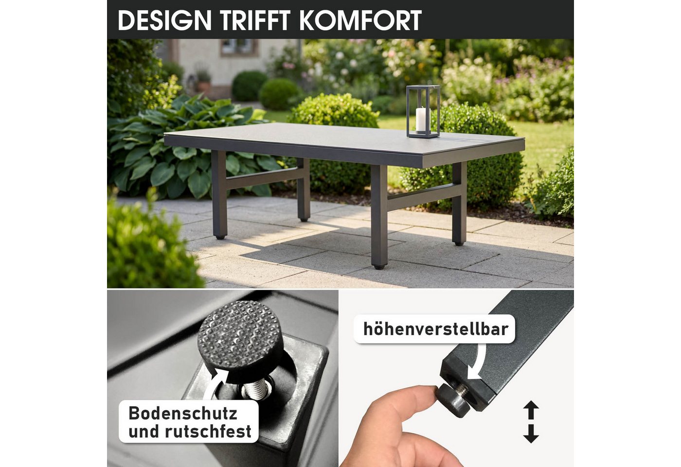 BRAST Gartenlounge-Set Aluminium Adria, viele Varianten & Module, (Loungemöbel Essgruppe Gartenmöbel, bis zu 5 Personen, Sofa Sessel Tisch), Loungetisch – Bild 4 von 5