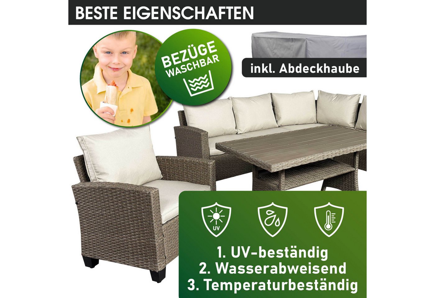 BRAST Gartenlounge-Set Hacienda, bis zu 10 Personen, viele Farben inkl. Kissen & Abdeckung, (1-tlg), TÜV geprüft Outdoor Loungemöbel – Bild 4 von 5