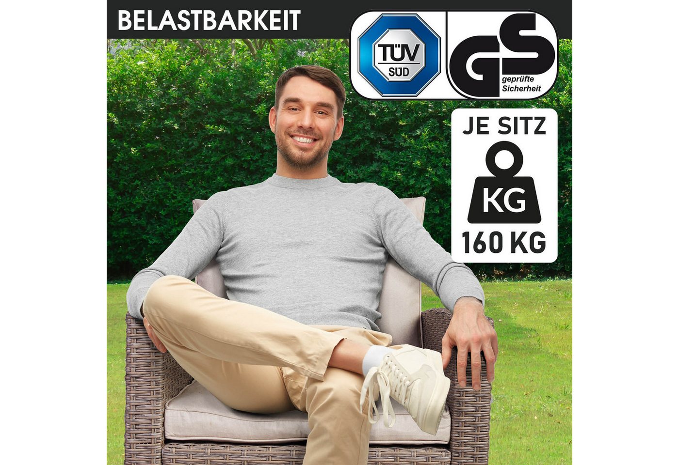 BRAST Gartenlounge-Set Hacienda, bis zu 10 Personen, viele Farben inkl. Kissen & Abdeckung, (1-tlg), TÜV geprüft Outdoor Loungemöbel – Bild 5 von 5