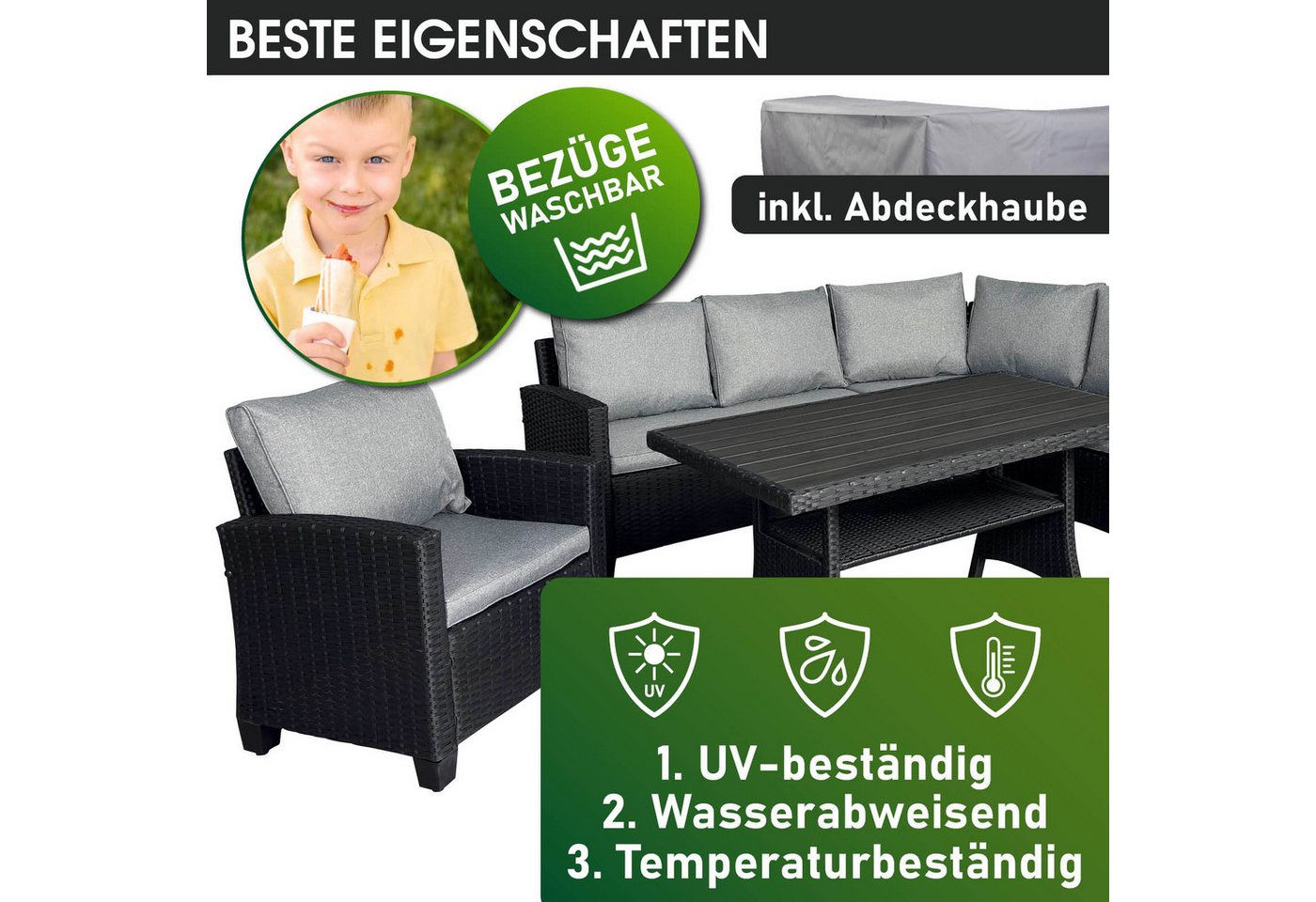 BRAST Gartenlounge-Set Hacienda, bis zu 10 Personen, viele Farben inkl. Kissen & Abdeckung, (1-tlg), TÜV geprüft Outdoor Loungemöbel – Bild 4 von 5