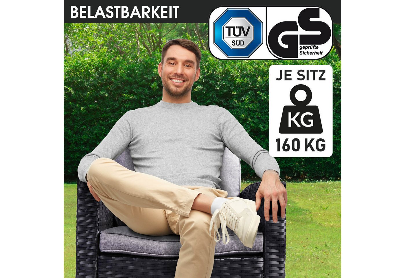 BRAST Gartenlounge-Set Hacienda, bis zu 10 Personen, viele Farben inkl. Kissen & Abdeckung, (1-tlg), TÜV geprüft Outdoor Loungemöbel – Bild 5 von 5