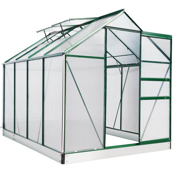 BRAST Gewächshaus ALU mit Fundament rostfrei 250x190x195cm TÜV geprüft, BxTxH: 190 x 250 x 195 cm, wetterfestes hochwertiges Aluminium, Temperaturbeständig, Wär