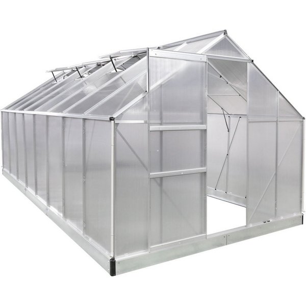BRAST Gewächshaus ALU mit Fundament rostfrei 490x250x205cm TÜV geprüft, BxTxH: 250 x 490 x 205 cm, wetterfestes hochwertiges Aluminium, Temperaturbeständig, Wär