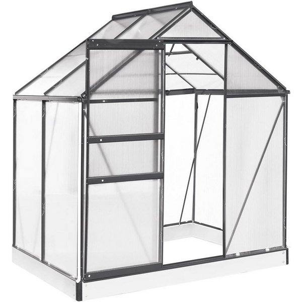 BRAST Gewächshaus Aluminium mit Fundament rostfrei 130x190x195cm, BxTxH: 190 x 130 x 195 cm, wetterfestes hochwertiges Aluminium, Temperaturbeständig, Wärmedämm