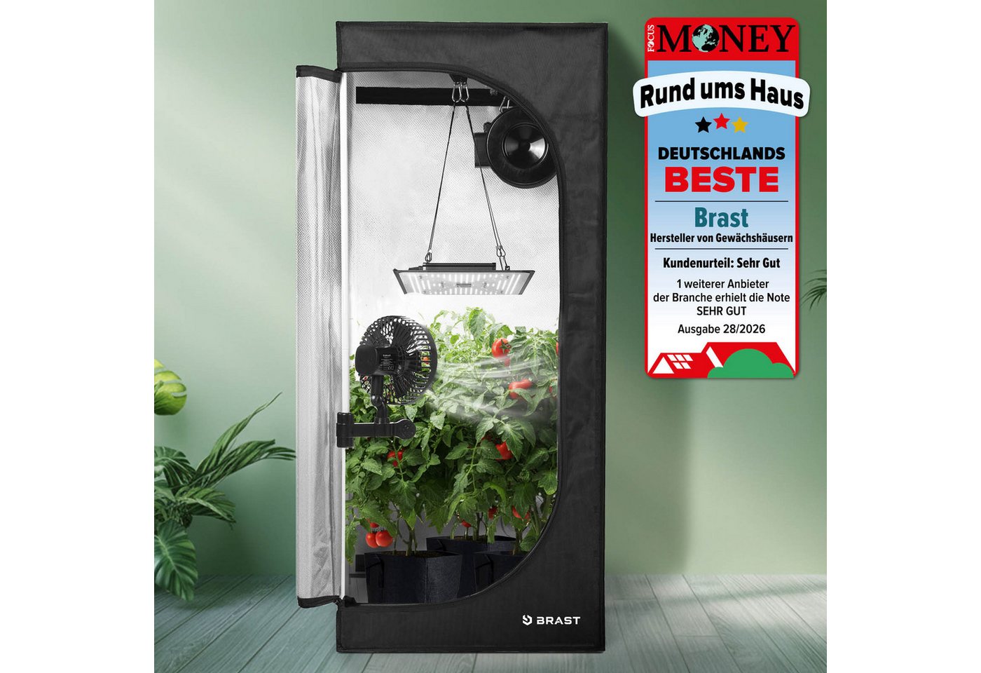 BRAST Gewächshaus Growzelt GrowBox, Komplettset inkl. Sonderzubehör, 3 Größen, Vollspektrum LED Technologie, licht & wasserdicht, Belüftungs- & Bewässerungssyst – Bild 2 von 5