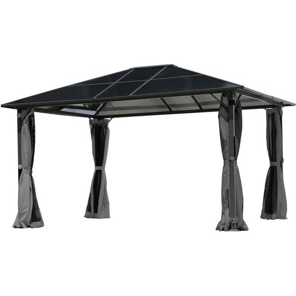 BRAST Pavillon Premium Aluminium Größen 3x4m 3,6x4,8m Moskitonetz, mit 4 Seitenteilen, wahlweise mit LED, TÜV, wasserdicht, UV-Schutz, festes Dach
