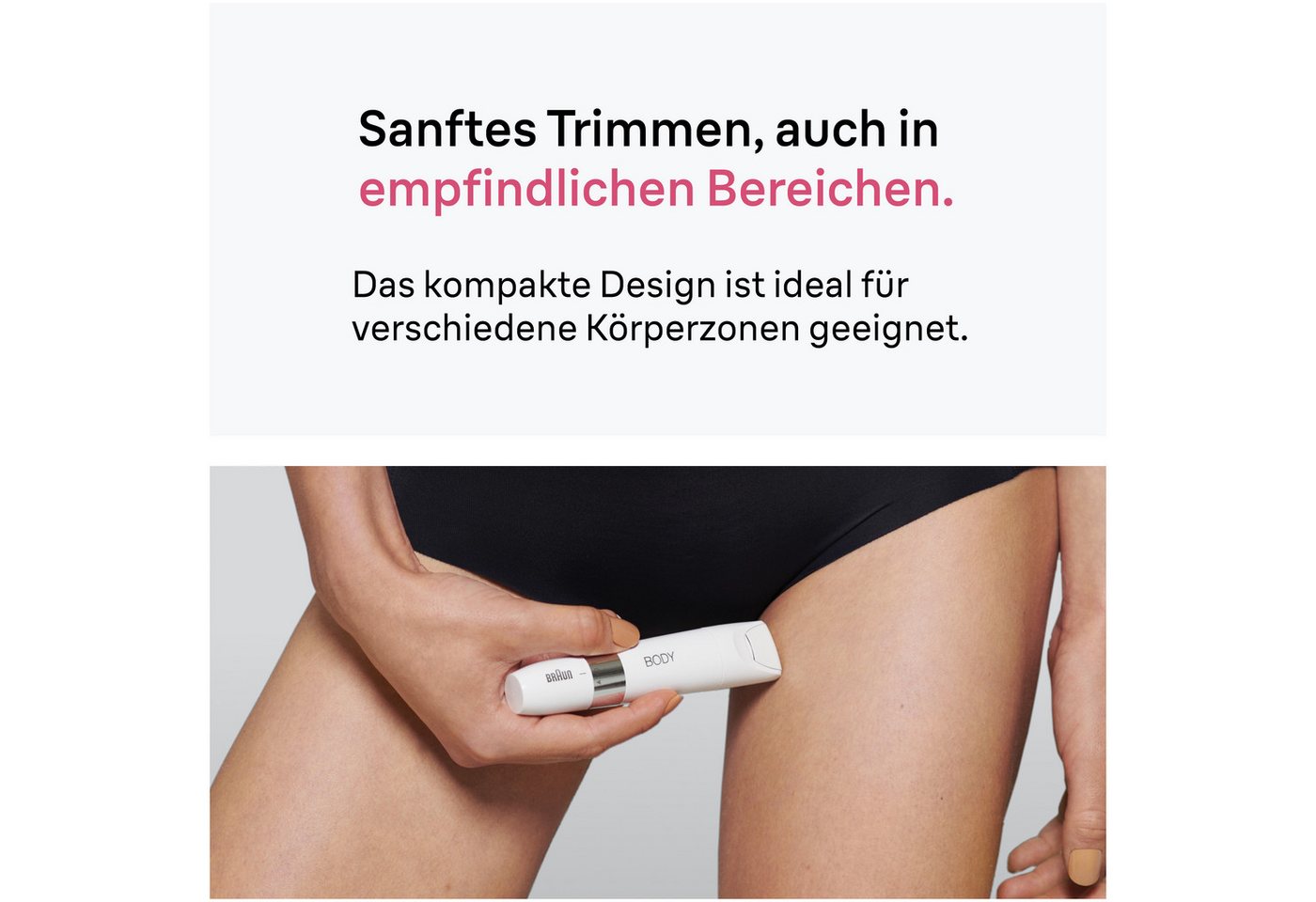 Braun Elektrokörperrasierer BS1000, Aufsätze: 1, Körpertrimmer zum einfachen Trimmen & Formen, + 1 Extra, BS1000, Weiß – Bild 4 von 5