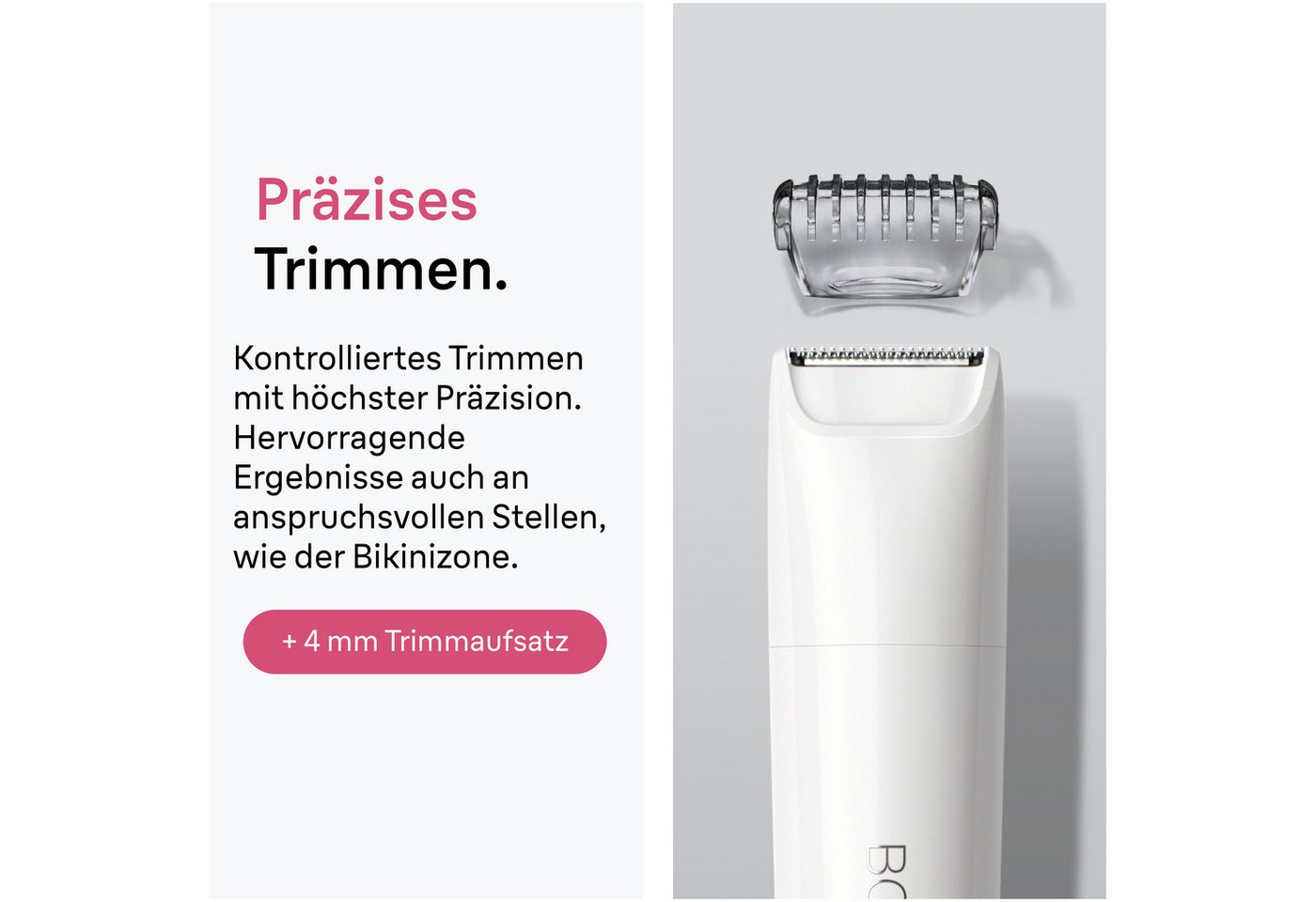 Braun Elektrokörperrasierer BS1000, Aufsätze: 1, Körpertrimmer zum einfachen Trimmen & Formen, + 1 Extra, BS1000, Weiß – Bild 5 von 5