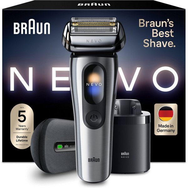 Braun Elektrorasierer NEVO 17000cc, SmartClean-Plus-Reinigungsstation, integrierter Präzisionstrimmer, AeroTouch, Smart Display, 7-in-1 Care System, Lade-Reisee
