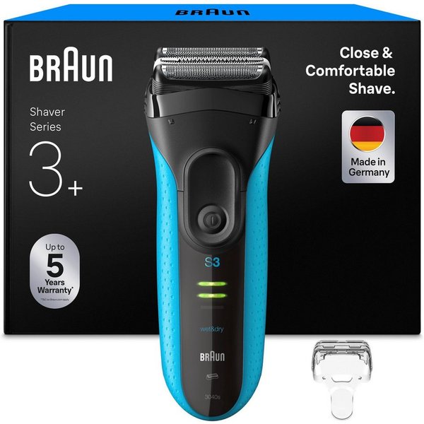 Braun Elektrorasierer Series 3+ 3040s, 3 flexible Klingen, effizienter MicroComb Mitteltrimmer
