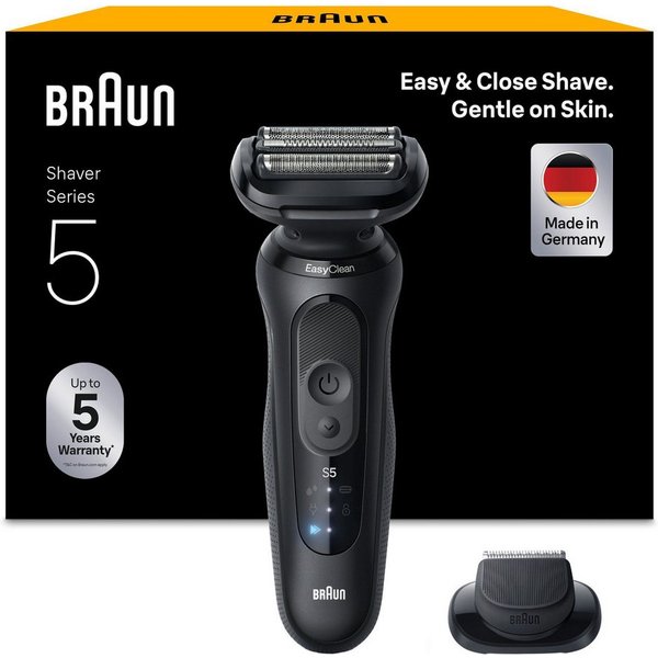 Braun Elektrorasierer Series 5 52-N1200s, Aufsätze: 1, 100% wasserdicht, Präzisionstrimmer-Aufsatz, Bis zu 50 Min