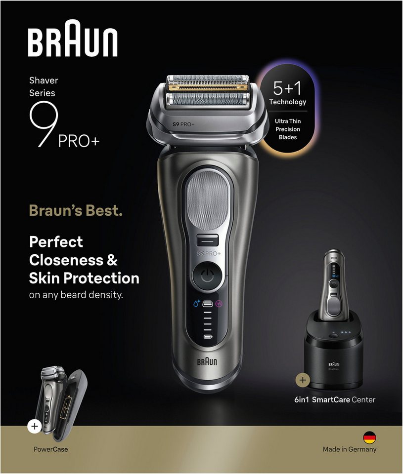 Braun Elektrorasierer Series 9 9675cc, Smart Care Center, integrierter Präzisionstrimmer, 5+1 ultradünne Präzisionsklingen, Ladeetui, 6-in-1 SmartCare Center – Bild 5 von 5