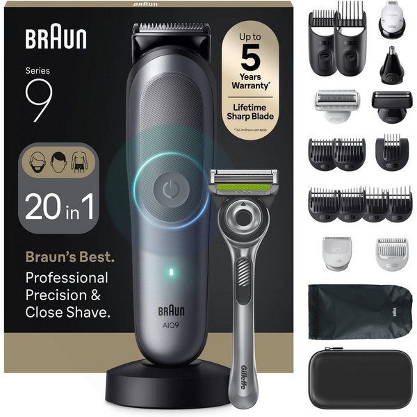 Braun Haarschneider Series 9 AIO9540 ARF1, BodyGentle, 120 Min Akku, SkinGuard, AquaGrip, Gillette Labs Rasierer