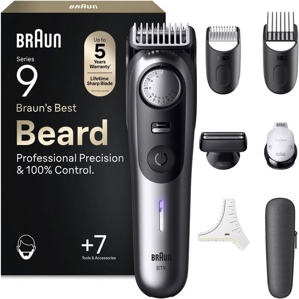 Braun Haarschneider Series 9 BT9520 ARF1, 7 Barber Tools, Power Boost, 180 Min Akku, 52 Längen, Wasserdicht