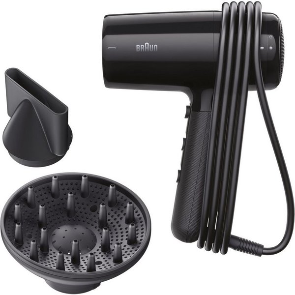 Braun Haartrockner HD2.15, mit Diffusor für Locken, BRHD215E, 2100 W, 2100W, Föhn mit 2 Aufsätzen, ohne Hitzeschäden, Kabelaufwicklung