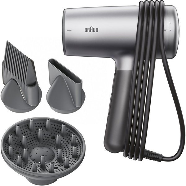 Braun Haartrockner Haartrockner HD4.3 mit 3 Aufsätzen inkl. Diffusor, BRHD435E, 2200 W, 2200W, Föhn mit Ionen-Technologie, NTC-Technologie gegen Hitzeschäden