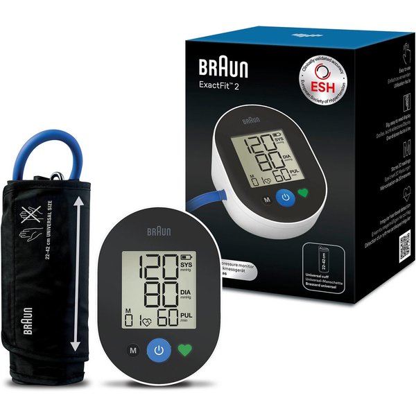 Braun Oberarm-Blutdruckmessgerät ExactFit™ 2 BUA4050EU, 30 Speicherplätze, farbcodierte Anzeige, Arrythmieerkennnung