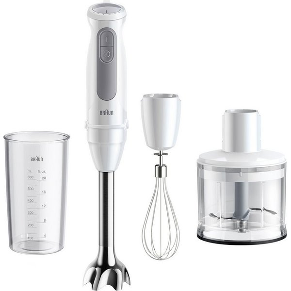 Braun Stabmixer MultiQuick 5 MQ 50236 M - 1000 W, 21 Geschwindigkeiten, Schneebesen, 1000 W, Spritzschutz, 500 ml Zerkleinerer, Mahlklinge, spülmaschinenfest