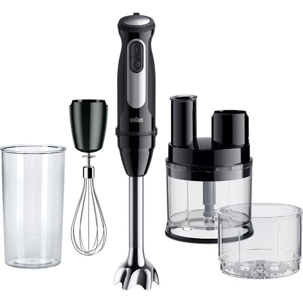 Braun Stabmixer MultiQuick 5 Pro MQ 55755 M - 1000W, 25 Einstellungen, Küchenmaschine, 1000 W, Spritzschutz, 500 ml Mini Küchenmaschine + Zubehör, Extra Mahlkli
