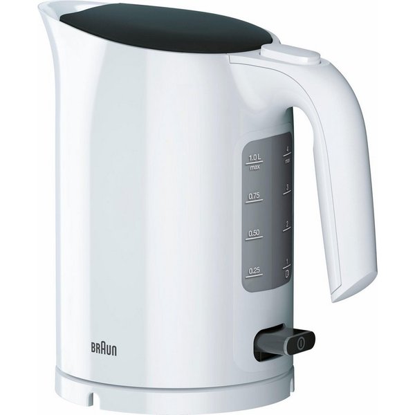Braun Wasserkocher PurEase WK 3000 WH - 1,0 L, Schnellkochsystem, Anti-Kalk Filter, 1 l, 2200 W, 2.200 W, Kocht 200 ml in 45 Sek., 360 Grad Heitzsockel