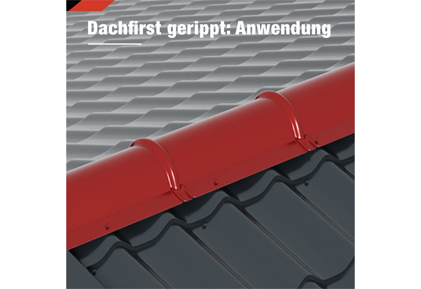 BRAVO Glattblech Dachfirst halbrund gerippt 1 m – Firstblech 0,5 mm f. Metalldachziegel, ideal für Gartenhaus, Carport, Garage und Schuppen – Bild 3 von 3