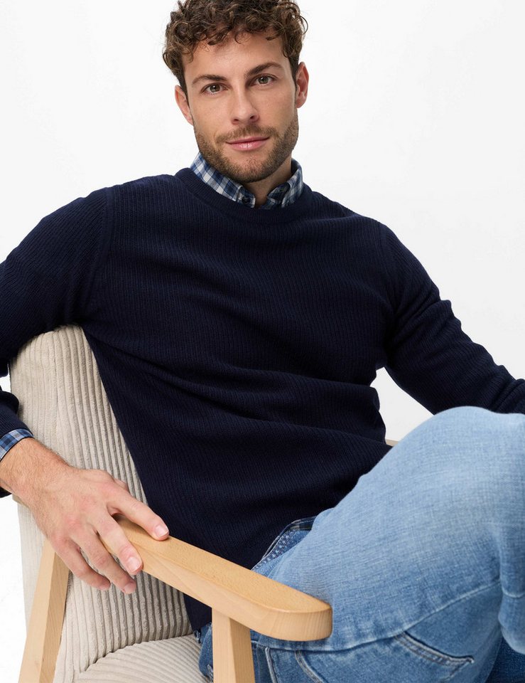 Brax Rundhalspullover Style RICK Cashlana: Strickpullover im Wolle-Kaschmir-Mix – Bild 4 von 5