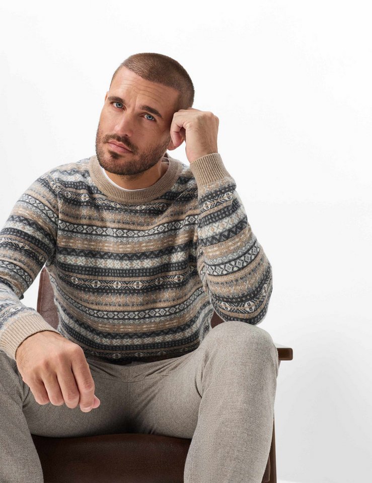 Brax Rundhalspullover Style RICK Jacquard: Strickpullover im Wollmix – Bild 4 von 5