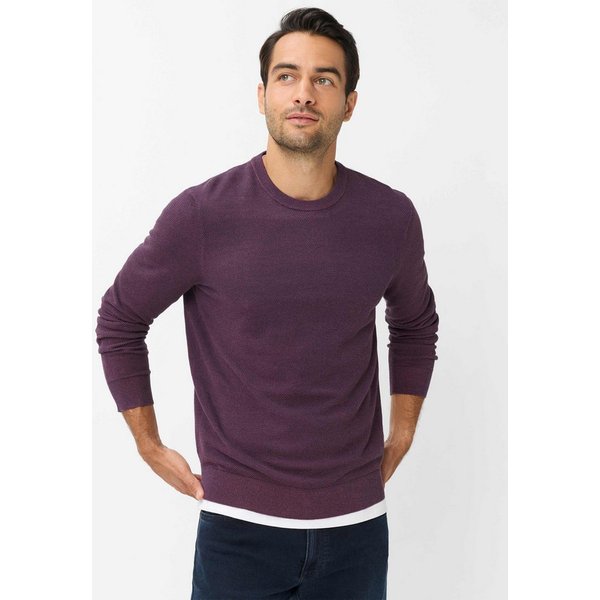 Brax Rundhalspullover Style RICK Struktur: Strickpullover aus reiner Baumwolle