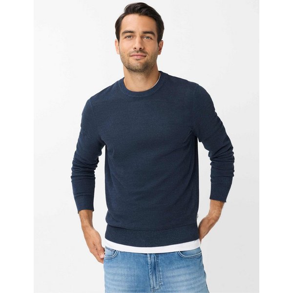 Brax Rundhalspullover Style RICK Struktur: Strickpullover aus reiner Baumwolle