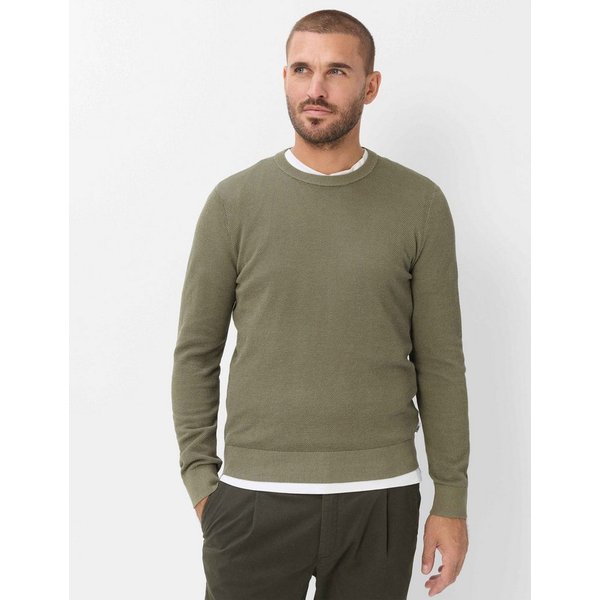 Brax Rundhalspullover Style RICK Struktur: Strickpullover aus reiner Baumwolle