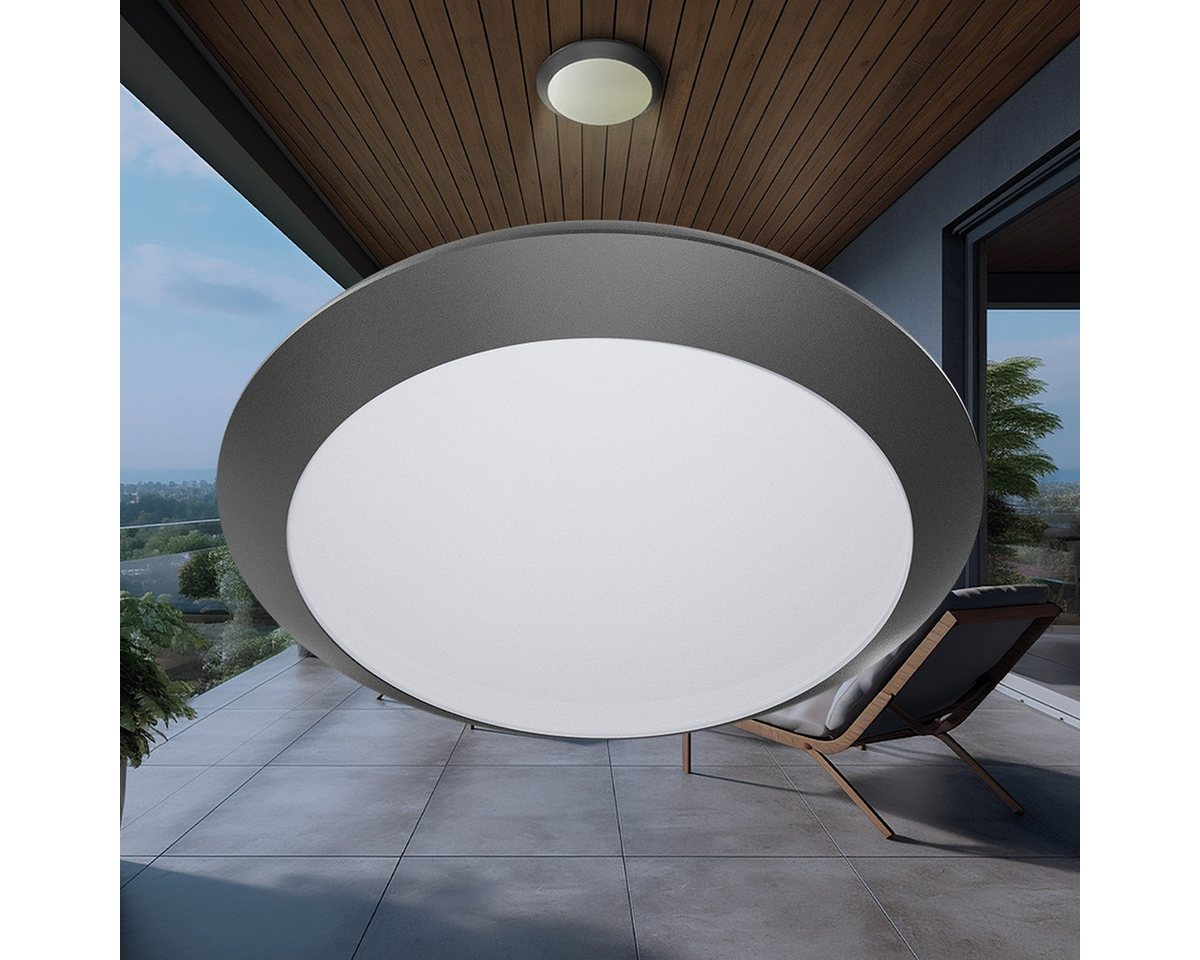 Braytron LED Deckenleuchte Deckenleuchte Deckenlampe Deckenlicht E27 Grau Eingang Flur A, ohne Leuchtmittel, IP65 wasserdicht – Bild 2 von 5