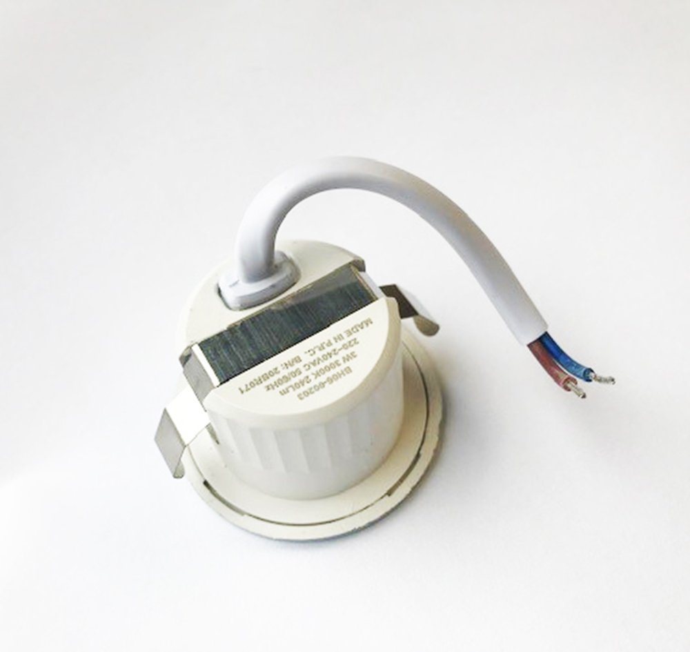 Braytron LED Einbaustrahler 3 Watt LED mini Einbauleuchte Einbaustrahler Spot Weiß Warmweiß IP54, Warmweiß, 3w, 210 Lumen, Warmweiß, Ø44 x 28 mm, Weiß, Lochmaß: – Bild 3 von 5