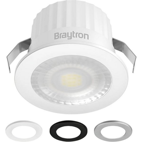 Braytron LED Einbaustrahler Minispot kleiner Einbauleuchte 44mm IP54 Bad inklusive 3 Blenden, LED fest integriert, Leistungsstark, Klein, Schwarz, Weiß, Silber