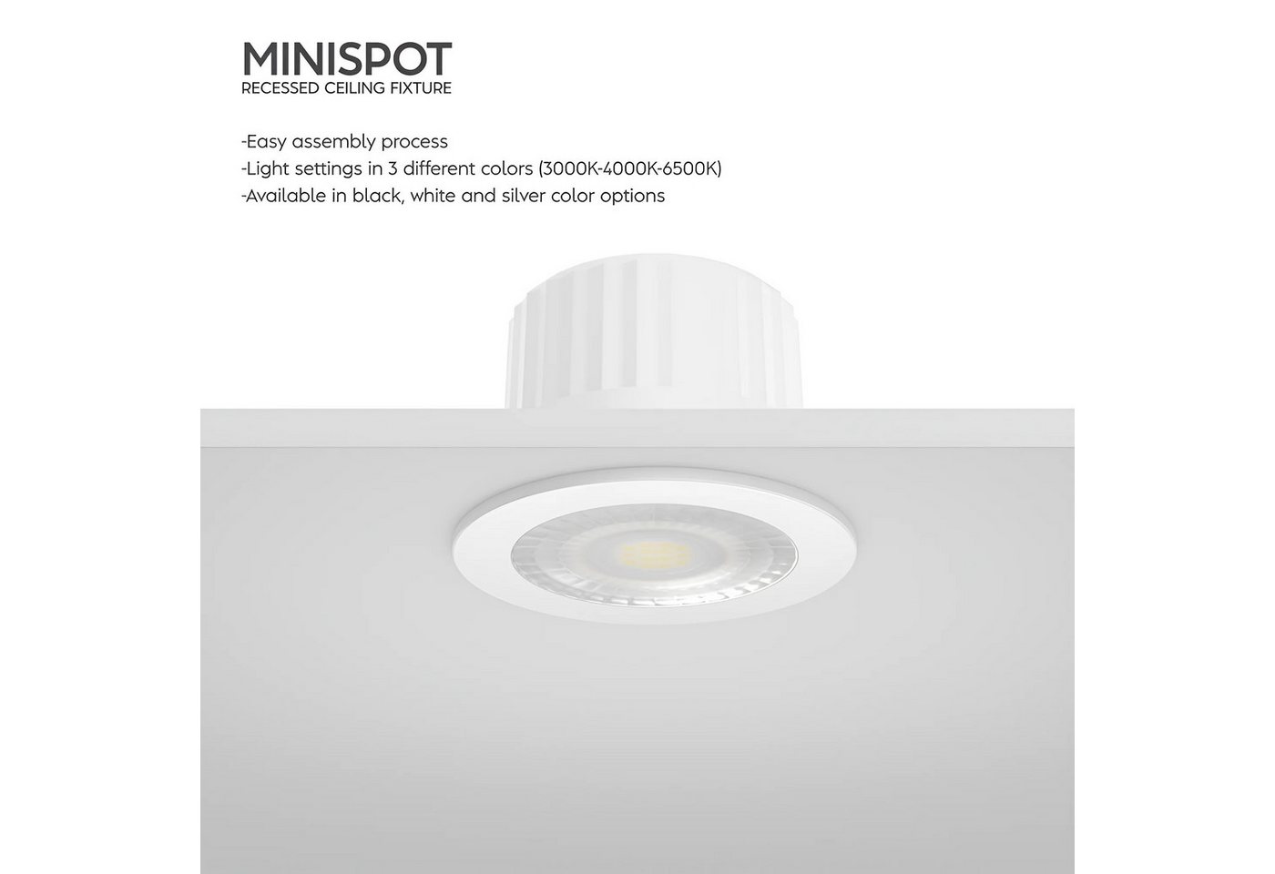 Braytron LED Einbaustrahler Minispot kleiner Einbauleuchte 44mm IP54 Bad inklusive 3 Blenden, LED fest integriert, Leistungsstark, Klein, Schwarz, Weiß, Silber – Bild 4 von 5