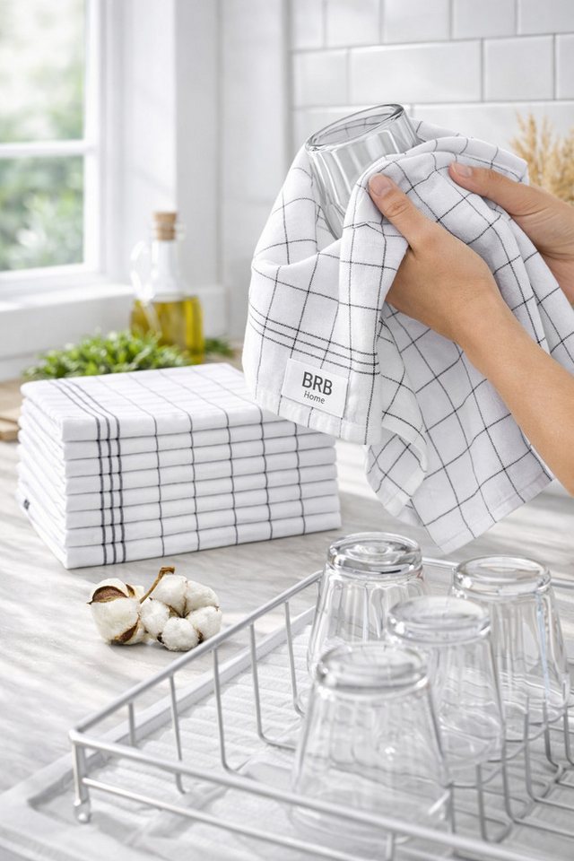 BRB Geschirrtuch Geschirrtücher Baumwolle Küchen Trockentücher Geschirrhandtücher, (Set, 10-tlg., 10er-20er-40er), Küchentücher in Gastronomiequalität – langleb – Bild 2 von 4