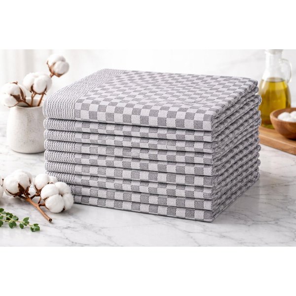 BRB HOME Geschirrtuch Geschirrtücher 100% Baumwolle Trockentuch Küchentücher (6 Stück), 50x70 cm, Grau, Karomuster, Dekorativ, 240 g/m²