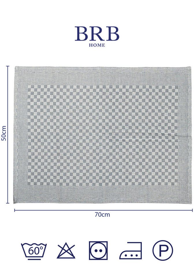 BRB HOME Geschirrtuch Geschirrtücher 100% Baumwolle Trockentuch Küchentücher (6 Stück), 50x70 cm, Grau, Karomuster, Dekorativ, 240 g/m² – Bild 2 von 4