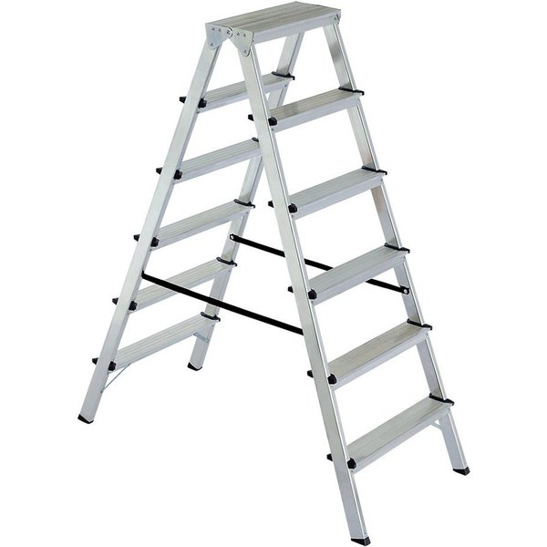 BRB-Lagertechnik Doppelleiter Doppelleiter/Bockleiter 2x6 Stufen, max. Arbeitshöhe 3300 mm, Doppelleiter/Bockleiter aus Alu