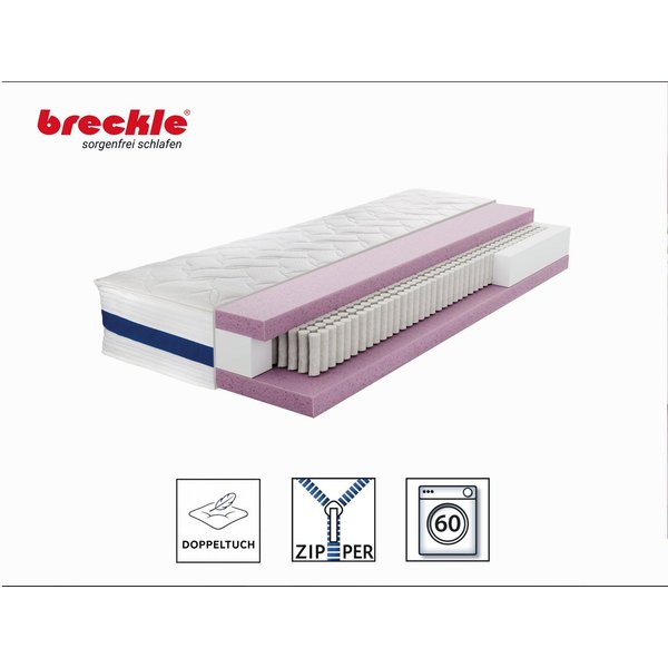 Taschenfederkernmatratze 1000 Pur, 7 Zonen Matratze 90x200 cm, 140x200 cm & weitere Größen, Breckle, 25 cm hoch, Matratze H2/H3/H4, ergonomisch, atmungsaktiv