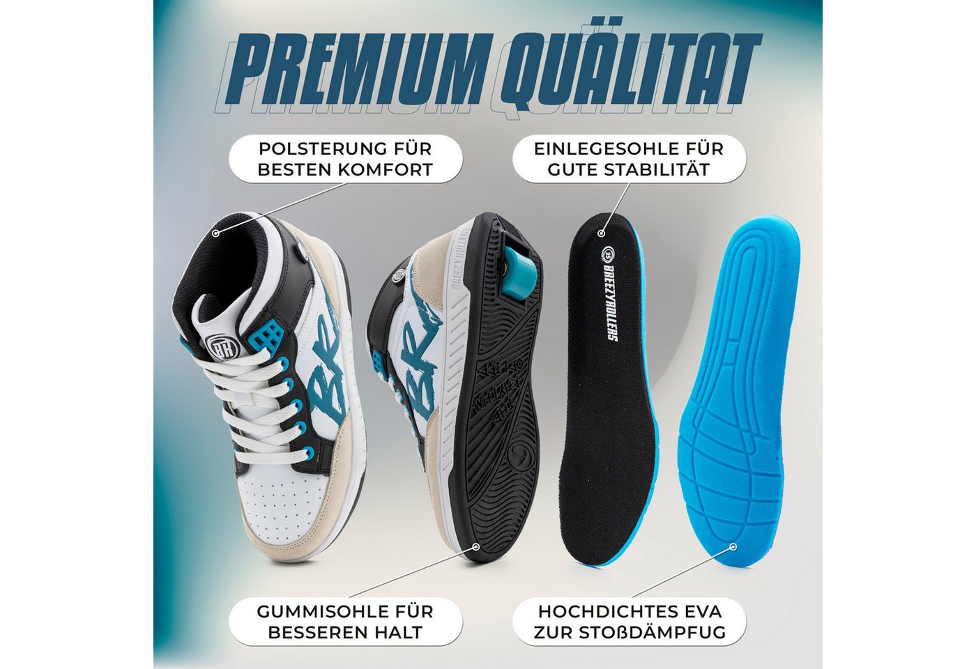 BREEZY ROLLERS Schuhe mit Rollen Rollschuhe Sneaker Heelys 2-in-1 Kinderschuhe Rollschuhe – Bild 5 von 5