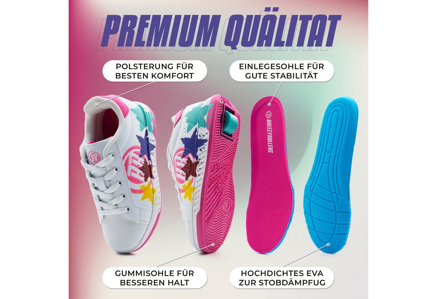 BREEZY ROLLERS Schuhe mit Rollen Rollschuhe Sneaker Heelys 2-in-1 Kinderschuhe Rollschuhe – Bild 5 von 5
