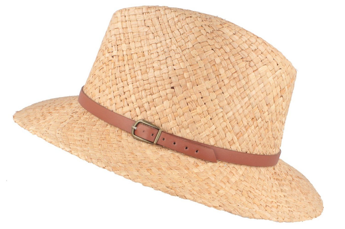 Breiter Strohhut Raffia Strohhut luftig leicht Kunstlederband – Bild 2 von 4