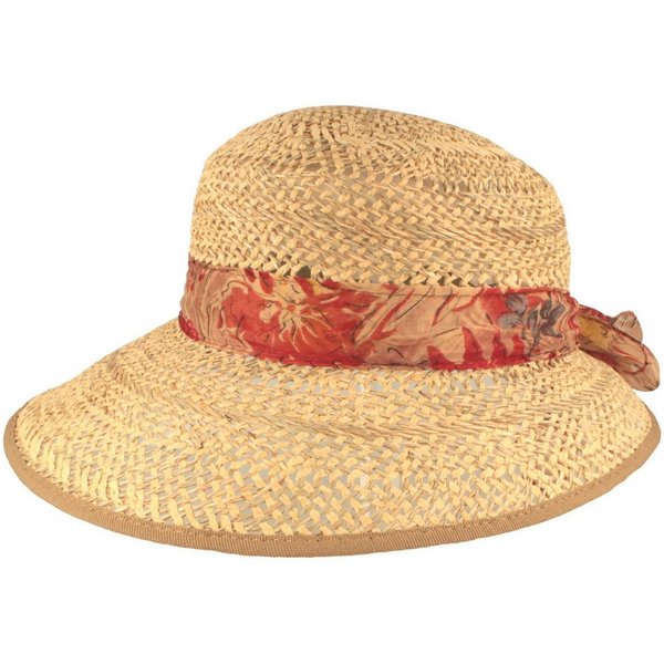 Breiter Strohhut Sommerliche, leichte Strohschute mit Chiffonband