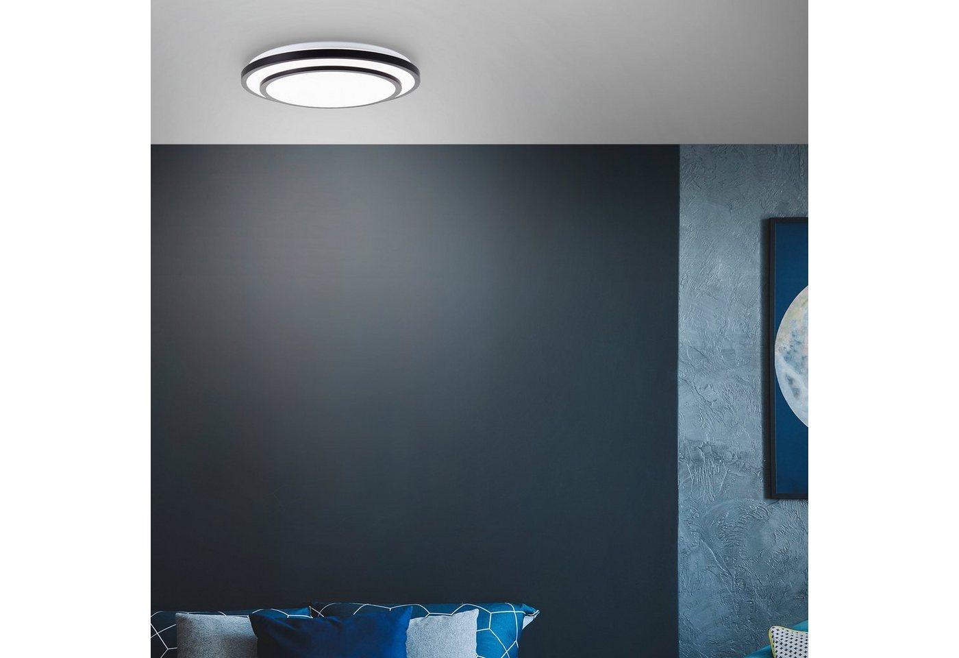 BreLight LED Wandleuchte Luciano, CCT - über Fernbedienung, Dimmfunktion, Nachtlichtfunktion, Timerfunktion, LED fest integriert, warmweiß - kaltweiß, D 50 cm,  – Bild 2 von 5