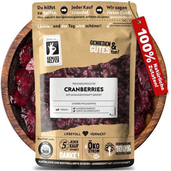 Bremer Gewürzhandel Trockenfrüchte Cranberries, getrocknet, mit Ananasdicksaft gesüßt, 3er Pack, 540 g