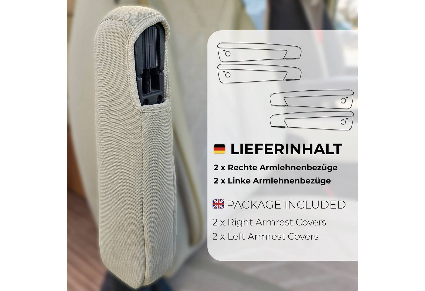 BREMER SITZBEZÜGE Autositzbezug Typ 1 Beige, Set, 4-tlg., Armlehnenbezüge für Fahrer und Beifahrer, in Beige – Bild 2 von 5
