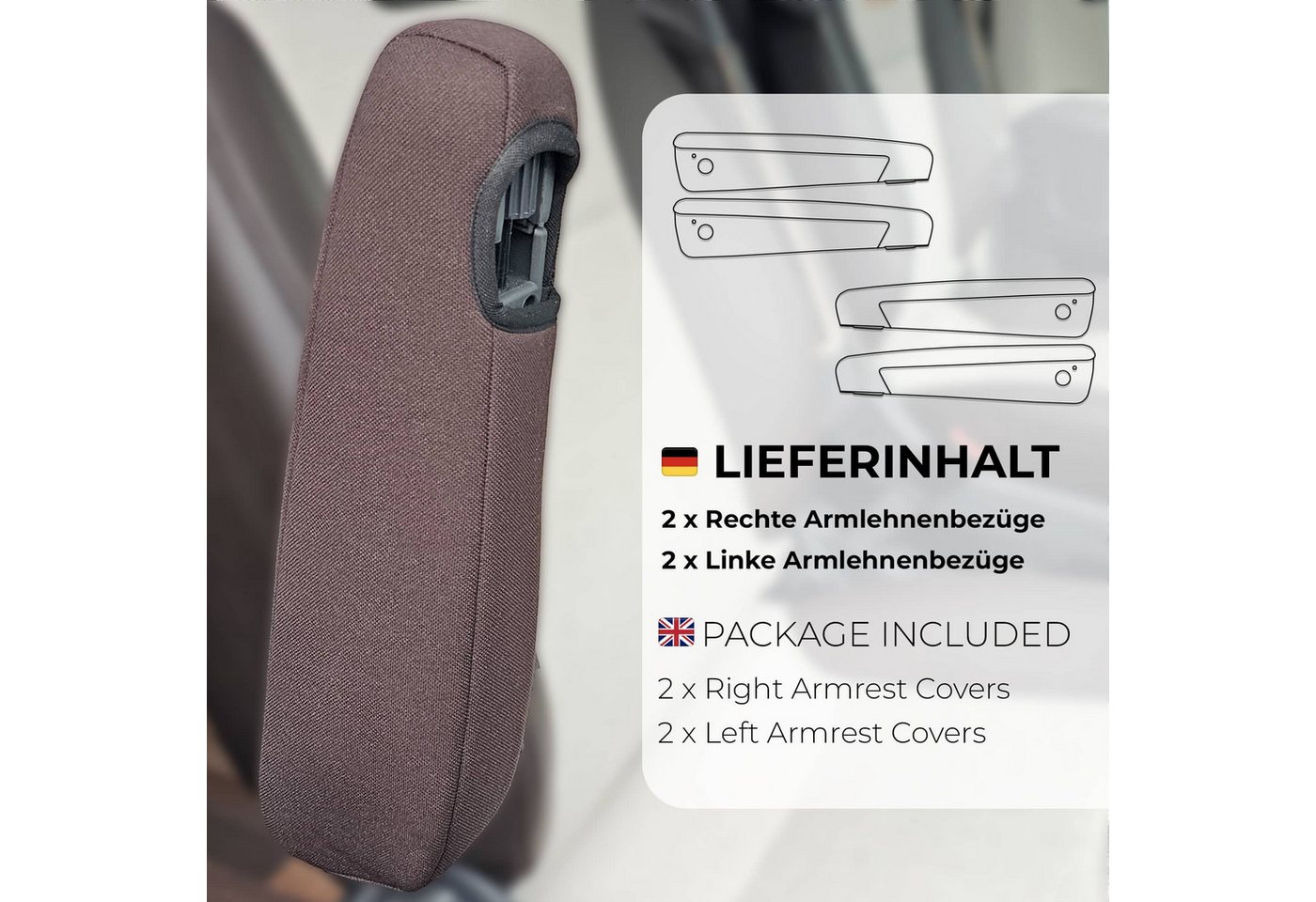 BREMER SITZBEZÜGE Autositzbezug Typ 1 Braun, Set, 4-tlg., Armlehnenbezüge für Fahrer und Beifahrer, in Braun – Bild 2 von 5